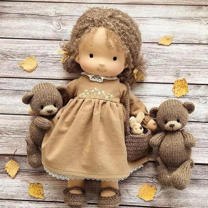 Waldorf Doll Handmade, Handmade Waldorf Doll, 12 inch Vintage Crocheted Doll (16)