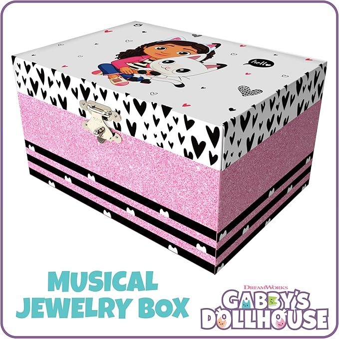 Gabby's Dollhouse Jewelry Box for Girls - Musical Jewelry Box with Spinning Figurine, Gabby's Dollhouse Toys for Kids Ages 3-5 - Plays Gabby's Dollhouse Theme Song - 6 x 4.7 x 3.5 in