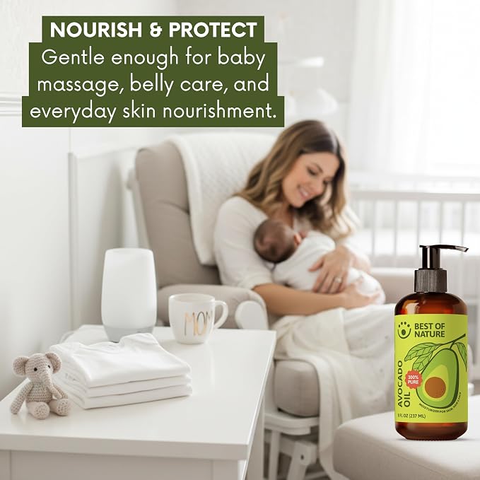 Best of Nature 100% Pure Avocado Oil – Natural Massage Oil, Moisturizing Body & Hair Oil, Unscented Skincare & Carrier for Essential Oils, 640 Fl Oz