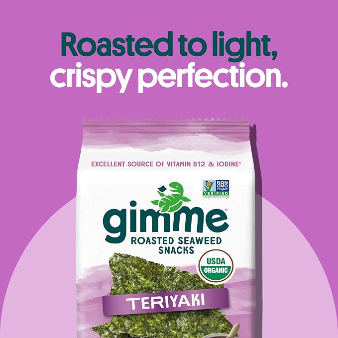 Gimme 20 CT Teriyaki Organic Roasted Seaweed Snacks, 5g, 0.17oz