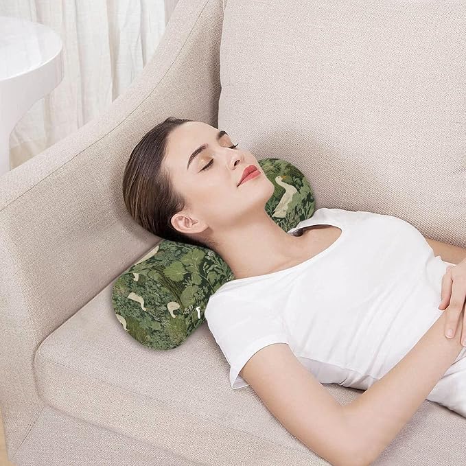 Duck Grass Neck Roll Pillow Bolster Round Health Memory Foam Long Cervical Cylinder Pillows with Removable Washable Cover for Body Bed Legs Back Yoga