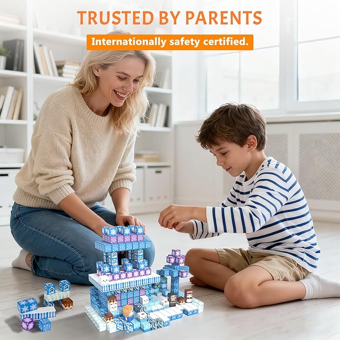 Vdealen 300 PCS Magnetic Blocks-Magnetic Building Blocks, Stacking Magnetic Cubes Toy for Kids, STEM Montessori Sensory Toys for Boys and Girls Age 3 4 5 6 7 8 9 10 11 12 Christmas Birthday Gift