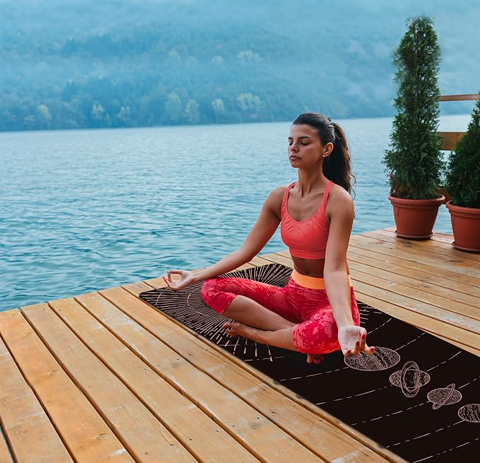 nuveti Printed Travel Yoga Mat-1/16 Inch Thick Non Slip Fitness Workout Mat with Carrying Bag, Foldable Lightweight Suede & Natural Rubber Yoga Mat for Yoga Pilates and Fitness 72" L x 24" W x 1.5mm