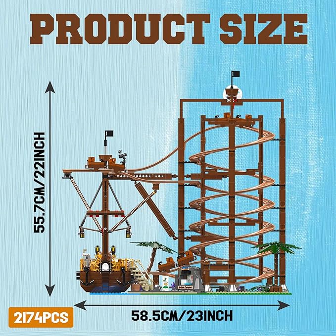 Roller Coaster Building Set Track Model Kit for Teens Boys Son, Grandson, Nephew, Building Lovers. Kids Jigsaw Puzzle, Christmas Birthday Gift -2174 Pieces (Double Helix)