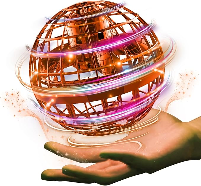 Ciniffo Flying Orb Ball 2025, Hand Controlled Boomerang Spinner Mini Drone Cosmic Globe Toy, Cool Toys Gift for 6 7 8 9 10+ Year Old Boys Girls Teens Outdoor Toys(Orange)