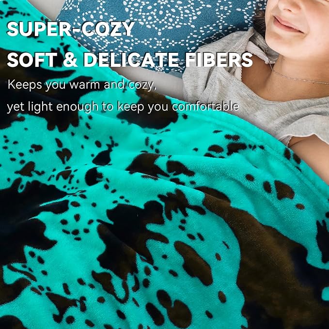 Teal Fleece Throw Blanket for Kids, Cute Soft Fuzzy Turquoise Blue Small Blanket for Stroller Bed, Birthday Gifts for Girls Boys, 40x50 Inches