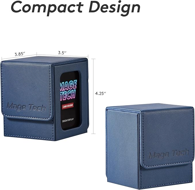 Commander Deck Box Lite - Card Display with Snap Card Holder & Removable Cover, Fits 100+ Single-Sleeved Cards, Ideal for MTG, PTCG, OPCG, SWU & More (Blue)