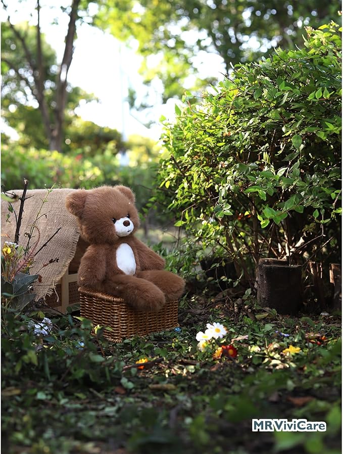 9" Soft Plush Teddy Bear – Adorable Brown Stuffed Animal Toy with White Belly – Perfect for Gifts, Bedtime, Nursery & Travel Cuddles