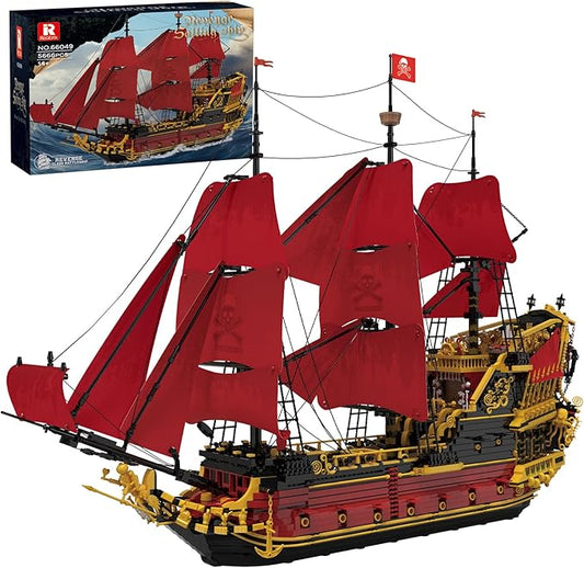 Reobrix Revenge Pirate Ship Building Block Set, 5666+ Pieces Historical Model Kit 66049, Collectible Sailing Ship Boat Construction Toy, Christmas Birthday Gifts for Adults and Kids
