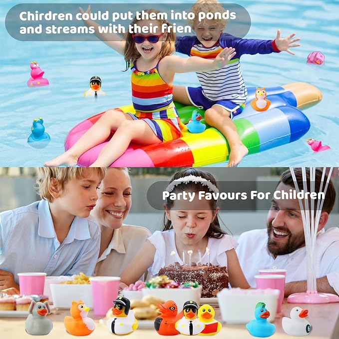 30 Pack Rubber Ducks for Jeeps 2.3 Inch Bulk Floater Jeeps Ducks for Ducking Assortment Rubber Duckies for Kids Baby Bath Toys Birthday Gifts Christmas Party Favors Summer Beach Pool Activity