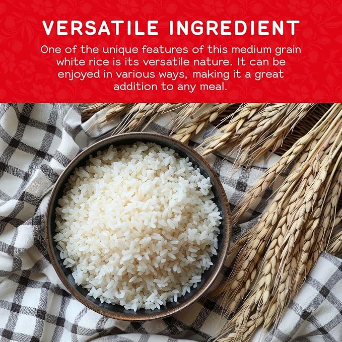 SEKKA Extra Fancy Medium Grain white Rice - Japanese Premium quality uncooked Rice | Milled Rice, Sweet and Chewy | Low Fat, Perfect for Authentic Asian Cuisine, 15 lb -(Pack of 1)