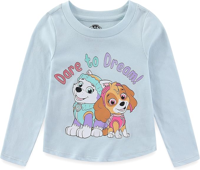 Paw Patrol Nickelodeon Skye and Everest Girls Long Sleeve Shirt and Twill Skirt Set for Toddler and Big Kids