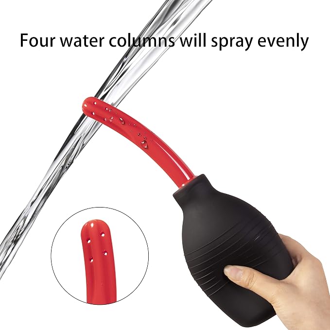Abyclean Anal Douche Enema Bulb Vaginal Douche Enema Cleaner for Women’s or Man’s Health (500ml Black and Red)