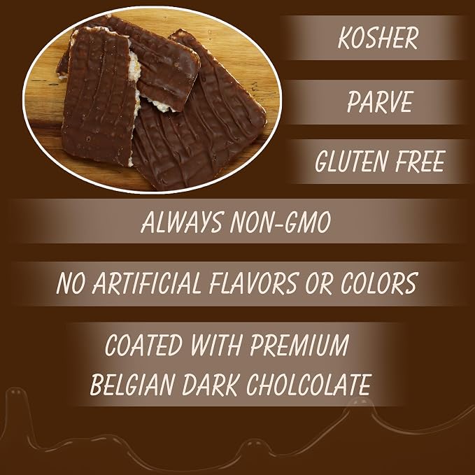 Dark Chocolate Rice Cakes - Chocolate Coated Rice Cake Snacks - Whole Grain Dairy Free Gluten Free - Healthy Low Calorie Snacks - Kosher - 3 Pack - 6 Cakes Per Pack - 18 Total