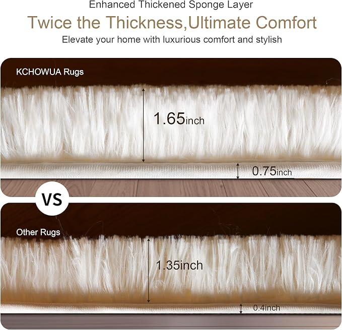 3x5 Thick Cream White Fluffy Shag Rug for Girls Bedroom, Plush Carpet | Area Rug for Living Room, Kids Nursery Room, Washable Non Slip Shaggy Floor Carpet