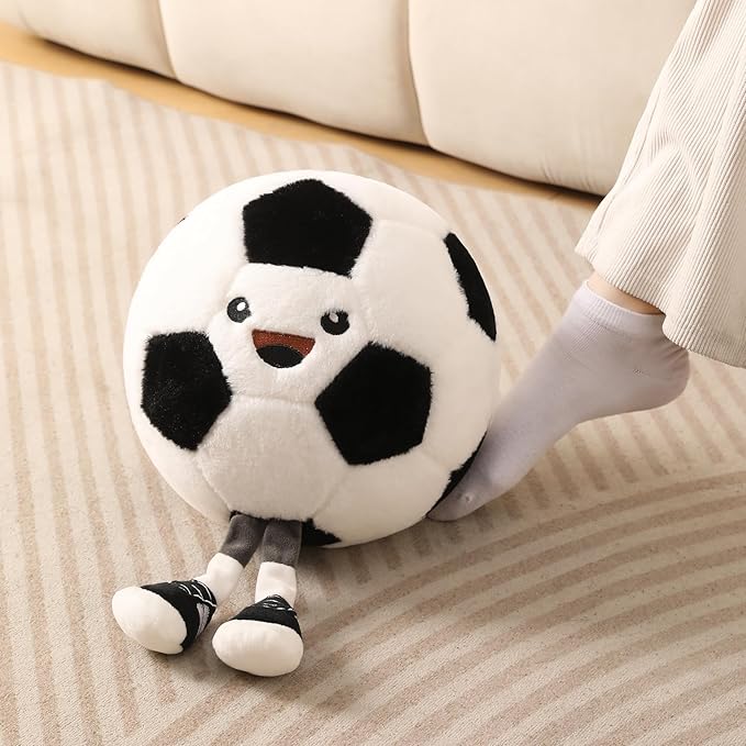 Funny Soccer Ball Pillow with Legs – Cute Stuffed Animal Toy for Boys Girls, Soccer Throw Pillow Gift for Room Decor, Couch or Bed (Soccer 11 Inch)
