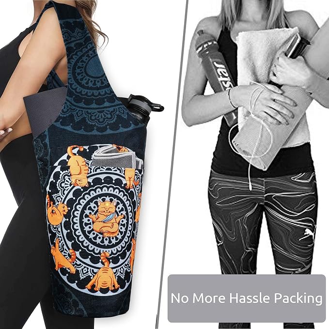 Yoga Mat Bag - Long Tote with Pockets - Holds More Yoga Accessories - Yoga Bag Fit Most Size Mats - Yoga Mat Carrier