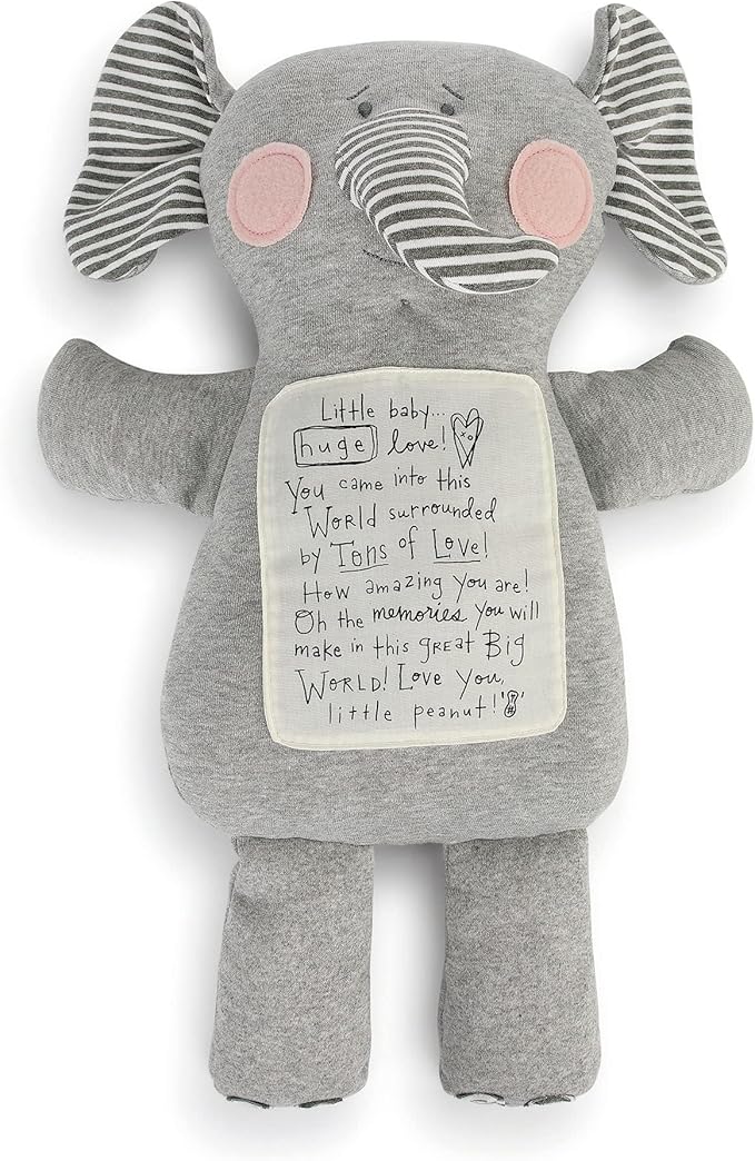 DEMDACO Tons of Love Elephant Grey Stripe 20 inch Polyester Plush Fabric Figure Toy