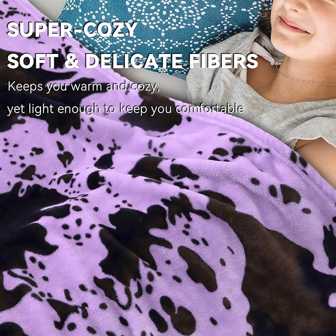 Purple Throw Blanket for Women, Ultra Soft Fuzzy Fleece Cute Blankets for Teen Girls, Home Room Decor & Cozy Purple Gifts for Women Girls 50x60 Inches