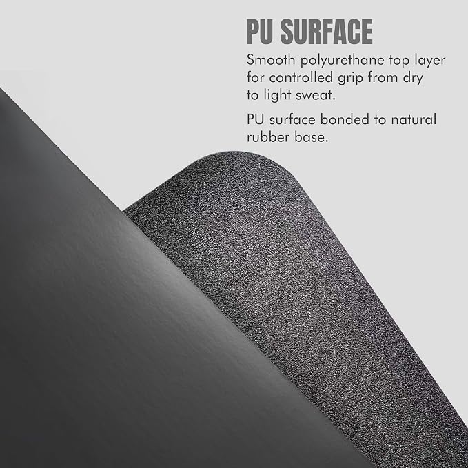 ORW Non Slip Hot Yoga Mat with Carrying Strap - Grip Surface & Natural Rubber Base, REACH Tested, Home & Studio Practice