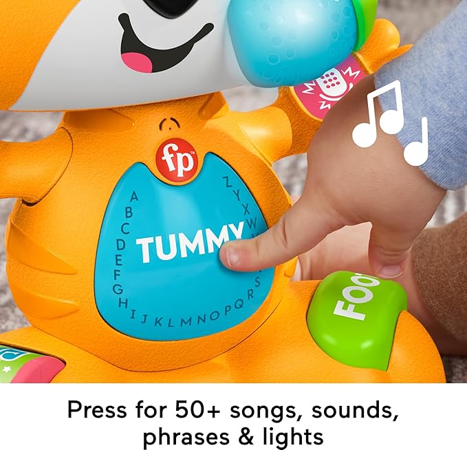 Fisher-Price Baby Learning Toy Link Squad Bop & Groove Tiger with Music & Lights for Ages 9+ Months, Compatible Only with Link Squad Items