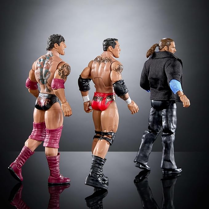 Mattel WWE Elite Evolution 3-Pack Action Figures & Accessories Sets, 6-inch Collectibles with Swappable Parts, Includes Triple H, Randy Orton & Batista
