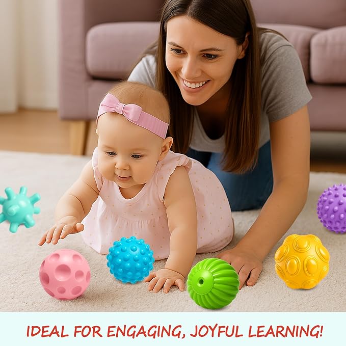 Multicolored Soft Balls for Babies, Textured Montessori Toys | Bright Colors, Sensory Montessori Toys, Teething Play, Easy Clean, Infant Development, Baby Birthday Gift