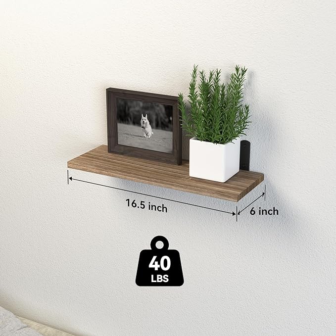 DOLLFIO Floating Shelves, 5 Sets Wall Shelves, Wood Floating Shelves for Bedroom Wall Décor, Wall Mounted Floating Bathroom Shelf for Storage, Floating Book Shelf, Living Room – Rustic Brown