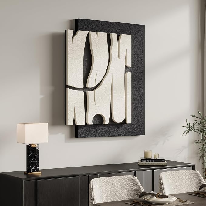 Cuspin Black and White Abstract Wall Art for Living Room, Modern Minimalist Geometric Artwork for Walls, Contemporary 3D Textured Paintings Wall Decor for Bedroom Dining Room Hallway Office