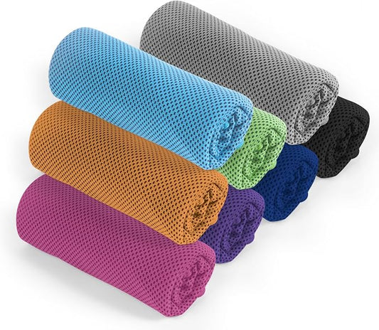 8 Pack Cooling Towel for Sports, Face and Neck, Workout and Gym, Sweat Absorbent (8 Pack)