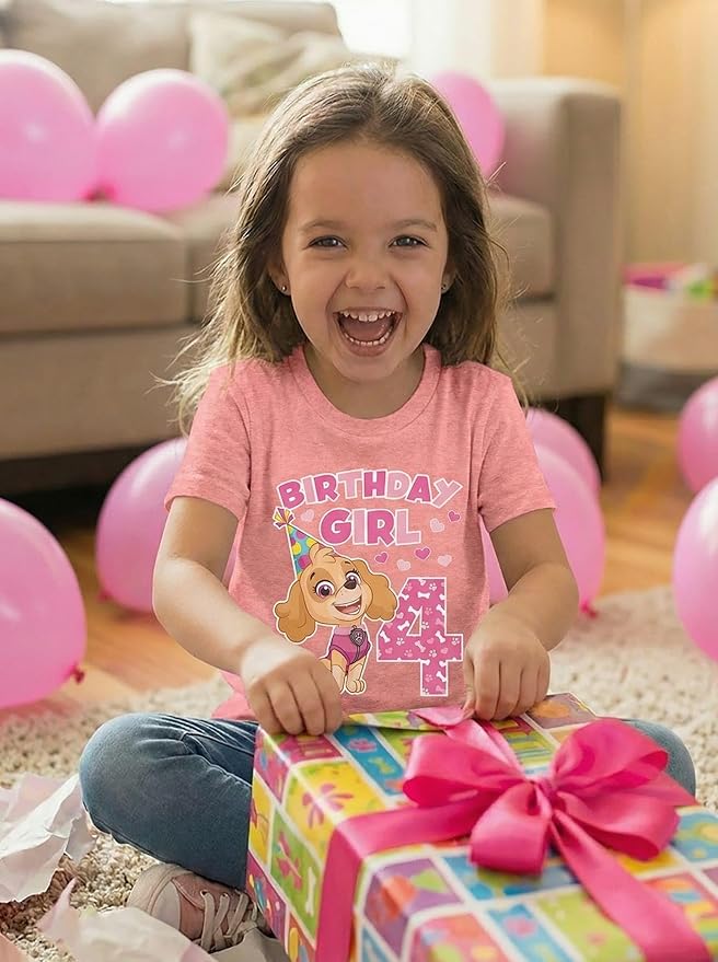 Skye Paw Patrol 4th Birthday Girl Shirt for 4 Year Old Girls - Pup-Themed Party Toddler T-Shirt
