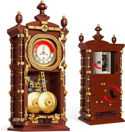 Vintage Retro Swing Clock Building Set, Pendulum Clocks Building Block Toys with Functional Mechanical Model Kit Compatible with Lego, Home Decor Gift for Adults Teens 14+ (751 PCS)