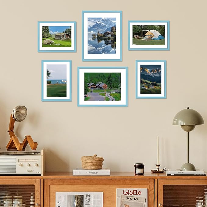 FIXSMITH 11x14 Picture Frame 2 Pack, Blue Photo Frame with HD Plexiglass, Display Pictures 8x10 with Mat or 11x14 Without Mat, Black Picture Frames Collage Wall Decor, Gallary Wall Frame
