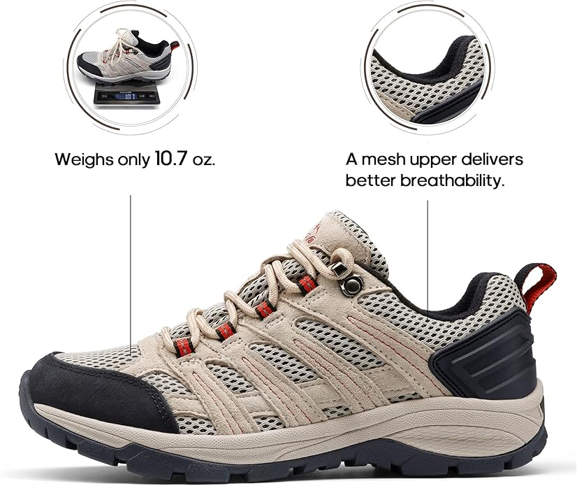 NORTIV 8 Women's Lightweight Hiking Shoes | Breathable Walking Sneakers Slip-Resistant For Outdoor Work Travel Daily Wear Wander