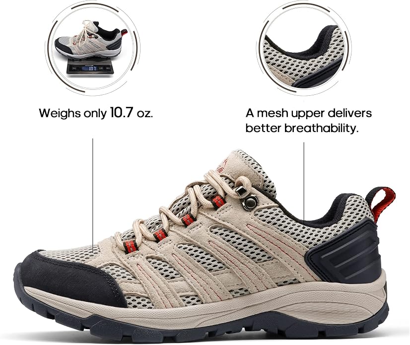 NORTIV 8 Women's Lightweight Hiking Shoes | Breathable Walking Sneakers Slip-Resistant For Outdoor Work Travel Daily Wear Wander