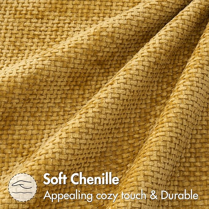 MIULEE Decorative Couch Throw Pillow Covers 18x18 in Mustard Yellow 2 Pack | Modern Boho Accent, Soft Chenille Pillow Covers, Farmhouse Cushion Cases for Home Decor Bed Sofa Living Room
