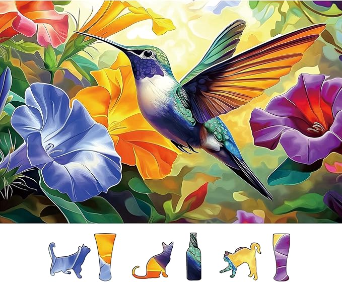 Hummingbird Flowers 500 Piece Jigsaw Puzzle for Adults - Family Fun, Challenging Puzzle Game, Birthday Party Gift Idea