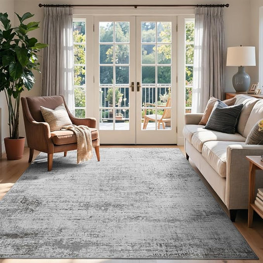 4x6 Ft Area Rugs for Living Room, Soft Non-Slip Washable Rugs Modern Abstract Pattern Carpet for Bedroom Indoor Floor Nursery Home Decor (Grey)