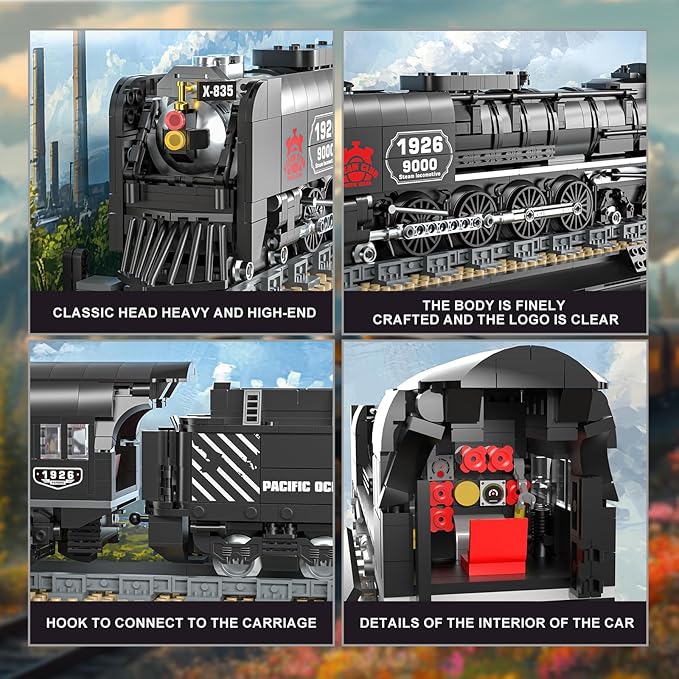 Steam Train Building Block 66801, Collectible Steam Locomotive Display Set, Classic Steam Train Model Toy, The Ultimate Gift Set for Adults 14+, 1546 PCS