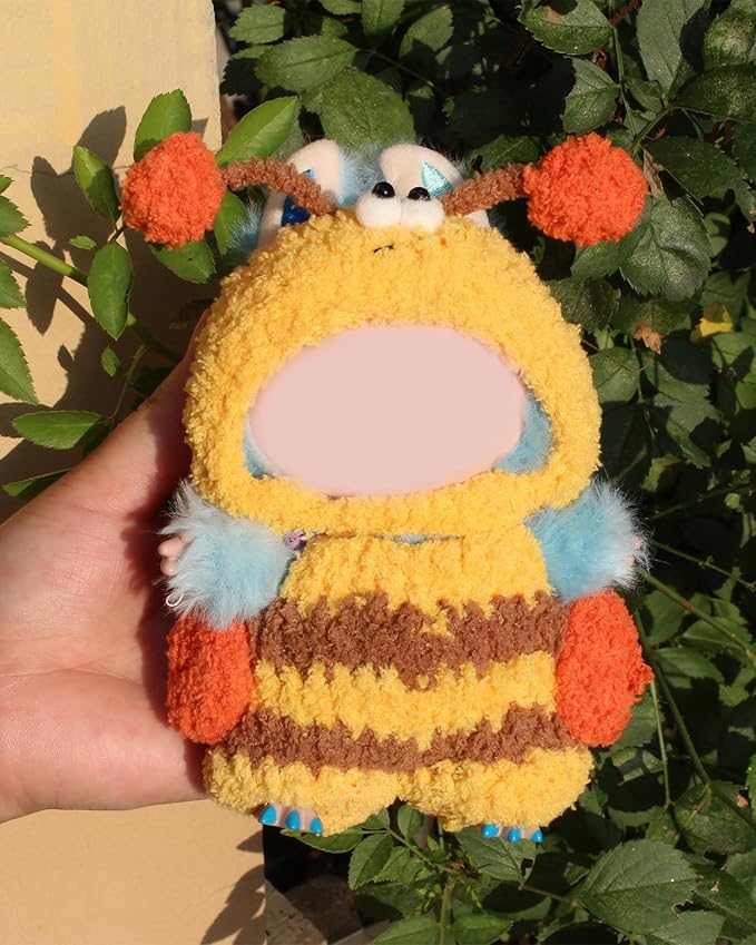 Hand-Crocheted Doll Clothes Set for 17cm Dolls - Original Cute Outfit, Handmade Crochet Accessories, Kawaii Animal Style Collectibles (Buzzing Bee)