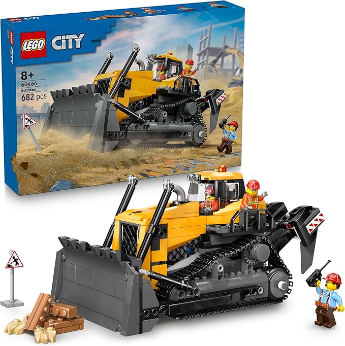 LEGO City Yellow Bulldozer Toy, Gift for Birthday, Building Blocks for Boys and Girls, Ages 8, 9, 10, Elementary School Students, City Building, Vehicles, Cars, Mini Cars, for Mom and Dad, 60466
