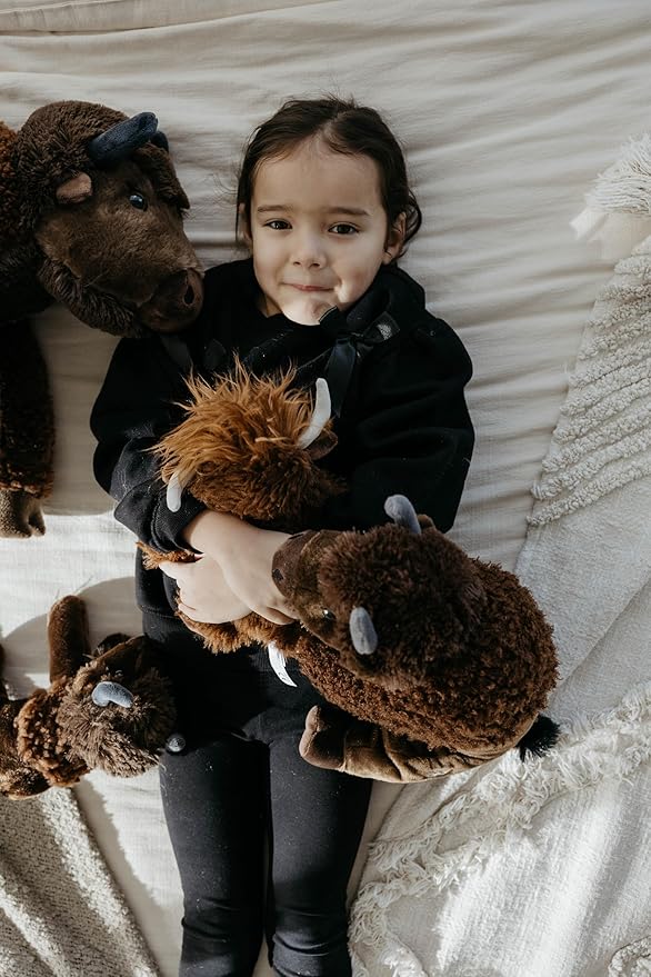 The Petting Zoo Bison Stuffed Animal, Gifts for Kids, Wild Onez Zoo Animals, Sitting Bison Plush Toy 12 inches
