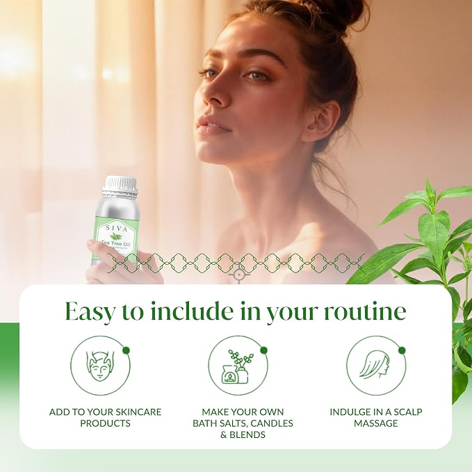 Siva Tea Tree Essential Oil 16 Fl Oz – for Diffuser, Skin & Hair Care – Ideal for Massage & DIY Blends