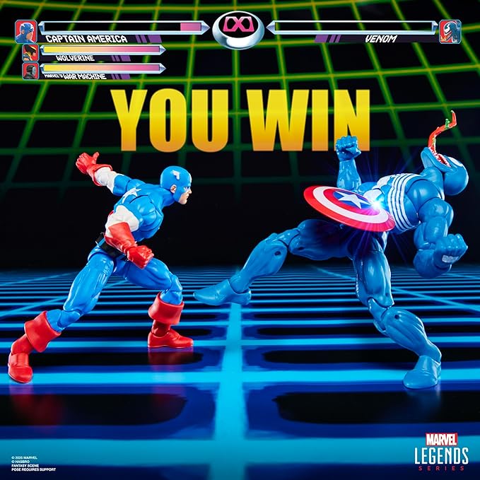 Marvel Legends Series Gamerverse Captain America vs Venom, Retro Video Game-Inspired Collectible 6-Inch Action Figures