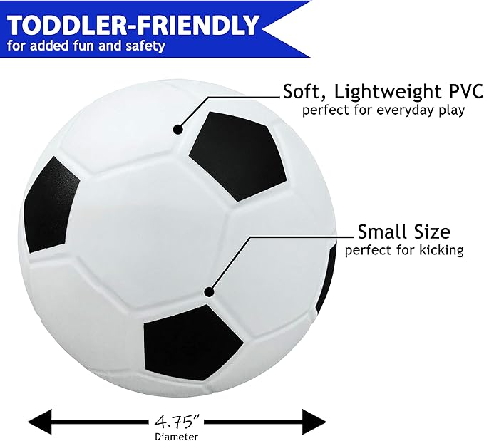 Botabee Mini Soft Kids - Soccer Balls for Toddlers & Babies - Perfect for Developing Motor Skills and Safe Play Indoors and Outdoors -Toddler Soccer Goal Toys & Baby Soccer Goals (Pack of 3)