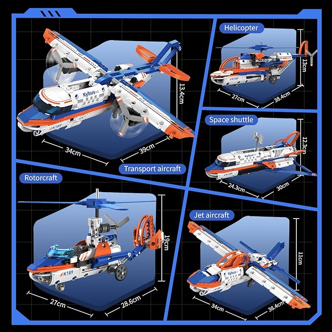 Airplane Building Set for Kids 6+, DIY Educational Robotics Building Kit, 5 in 1 Blocks App & Remote Control Airplanes STEM Toy, Programming Robotic Creative Toy Gifts for Boys and Girls