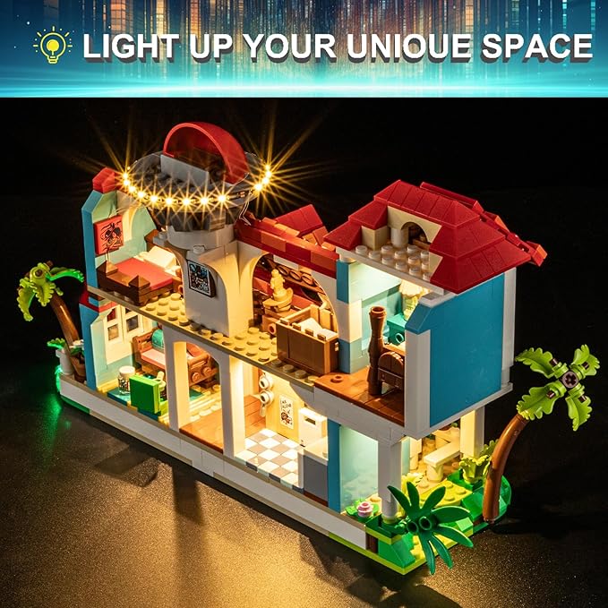 LED Light Kit for Lego 43268 Lilo and Stitch Beach House Set, Blue Underglow Lights Compatible with Lego 43268 Set (Not Include Blocks Set)