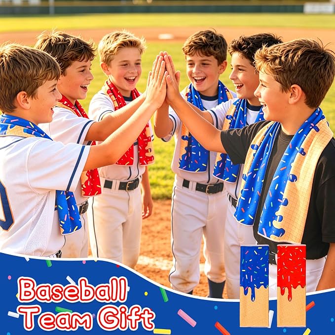 12PCS Baseball Drip Cooling Towels, Neck Cool Towels Baseball Team Gift Reusable Sweat Wicking Chill Towels,for Baseball Team Summer Party Favors Beach and Camping Yoga Fitness