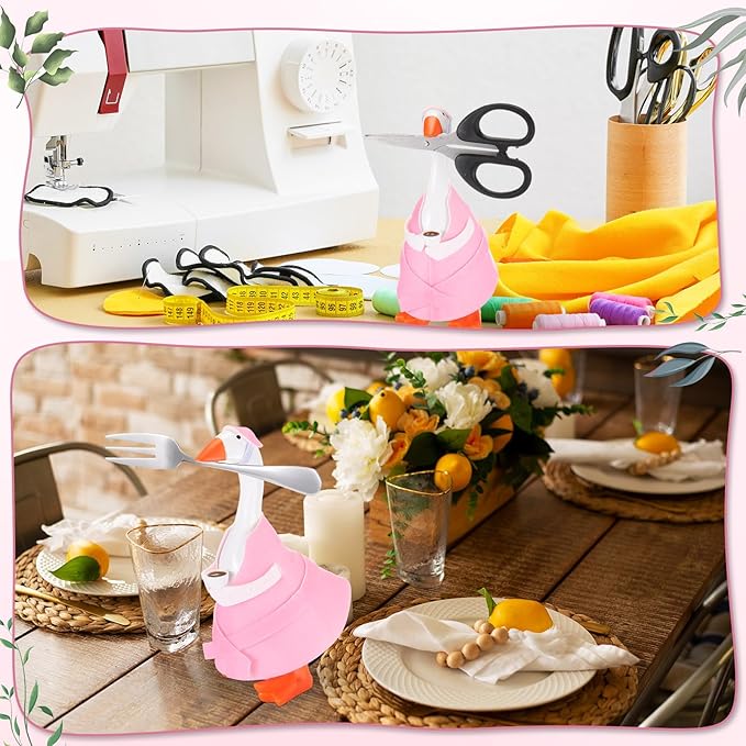 Soulchen 7" Desk Goose Tired Granny Mamma Robe Self Care Outfit Mini Desk Geese Cute Costume for Geese Figurine Desktop(Pink)