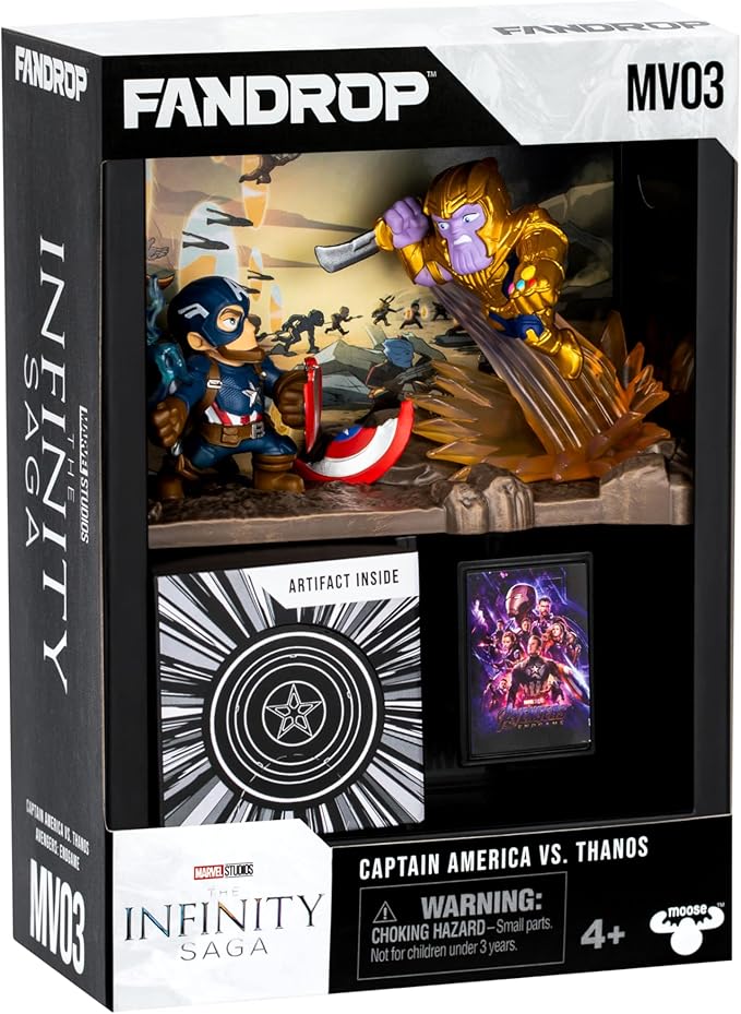 FANDROP MV03-Mavel Studios' Avengers Endgame - Captain America VS. Thanos, FANDROP Combines an Epic Diorama, Artifacts & Scene Marker Creating A Display to Enhance Any Marvel Collection, 4 to Collect